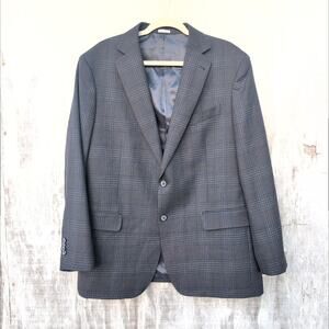 Joseph Abboud 100% Wool Plaid Tailored Sport Coat Men's 44 Reg